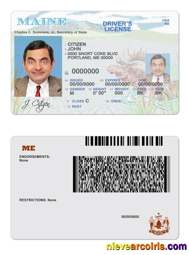 USA Maine state driving license